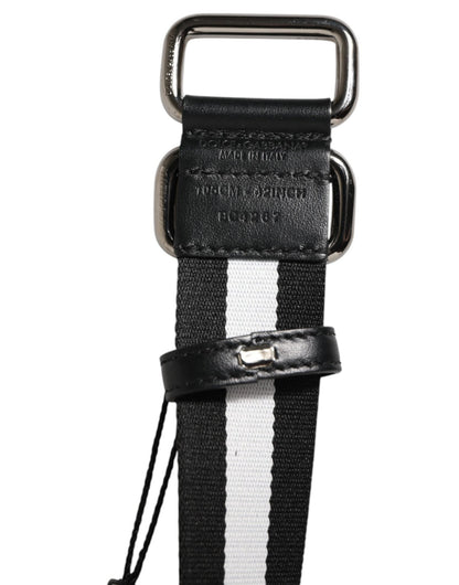 Dolce & Gabbana Black White Striped Logo Metal Buckle Belt – 105 cm / 42 Inches par Dolce & Gabbana | Disponible sur Sandy Store ByNet