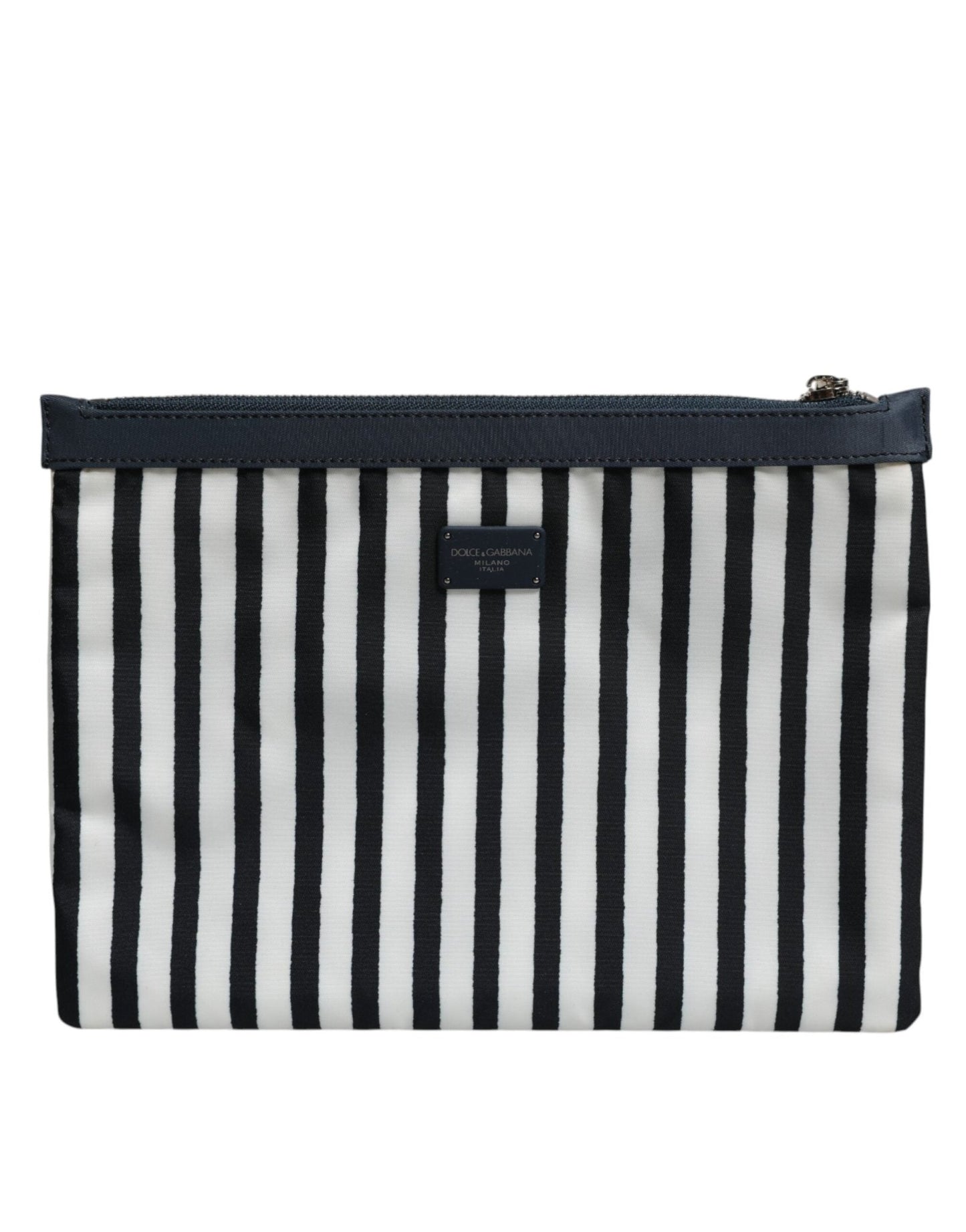 Dolce & Gabbana Black White Striped Logo Plaque Clutch Borse Pouch Bag – par Dolce & Gabbana | Disponible sur Sandy Store ByNet