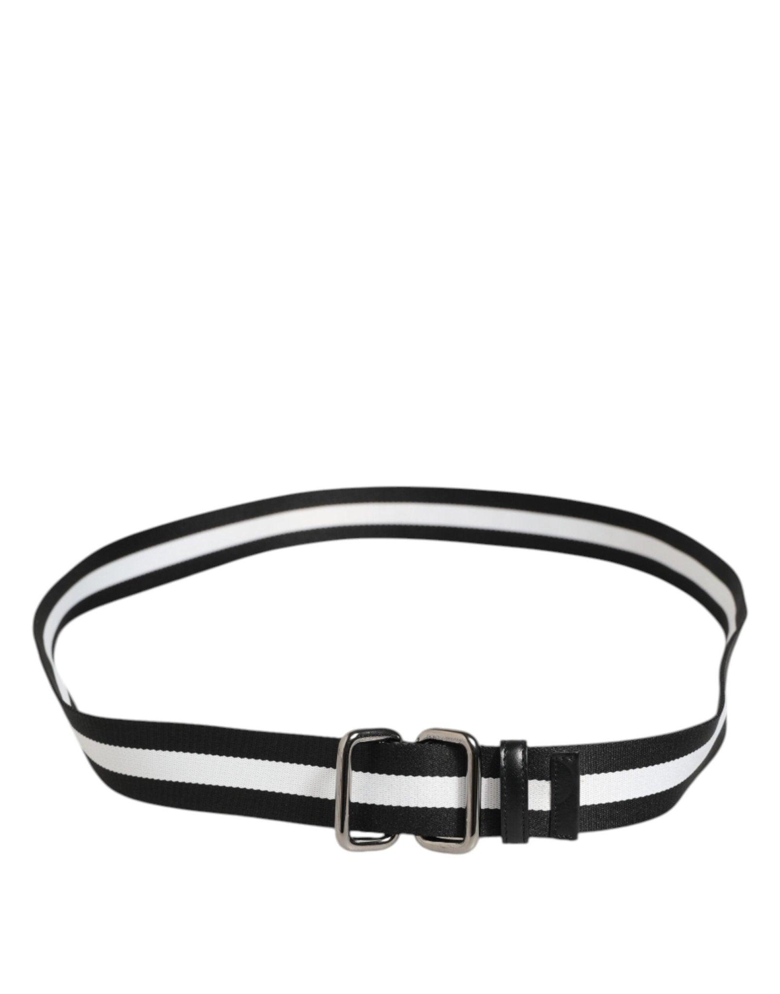 Dolce & Gabbana Black White Striped Metal Buckle Men Belt – 100 cm / 40 Inches par Dolce & Gabbana | Disponible sur Sandy Store ByNet