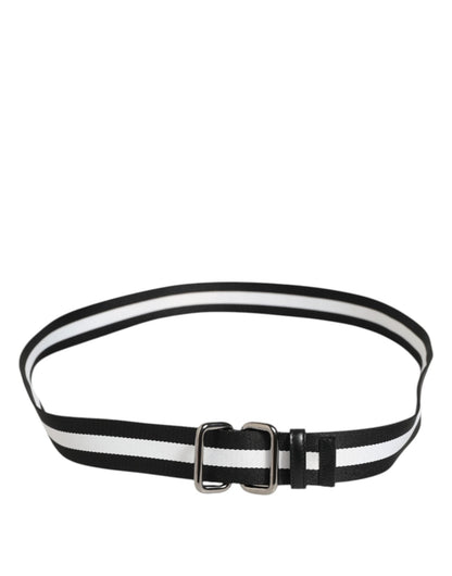 Dolce & Gabbana Black White Striped Metal Buckle Men Belt – 100 cm / 40 Inches par Dolce & Gabbana | Disponible sur Sandy Store ByNet