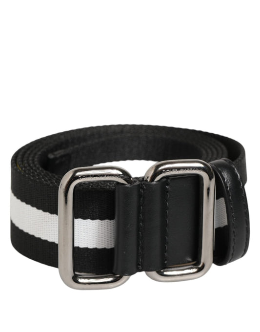 Dolce & Gabbana Black White Striped Metal Buckle Men Belt – 100 cm / 40 Inches par Dolce & Gabbana | Disponible sur Sandy Store ByNet