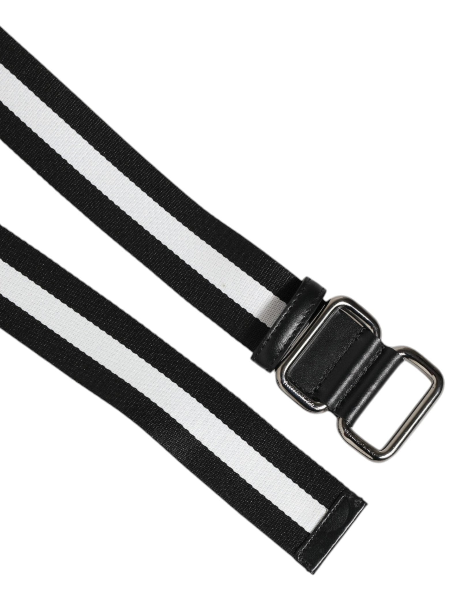 Dolce & Gabbana Black White Striped Metal Buckle Men Belt – 100 cm / 40 Inches par Dolce & Gabbana | Disponible sur Sandy Store ByNet