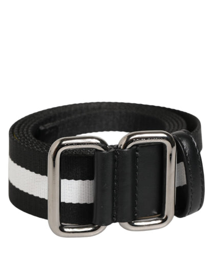 Dolce & Gabbana Black White Striped Metal Buckle Men Belt – 100 cm / 40 Inches par Dolce & Gabbana | Disponible sur Sandy Store ByNet
