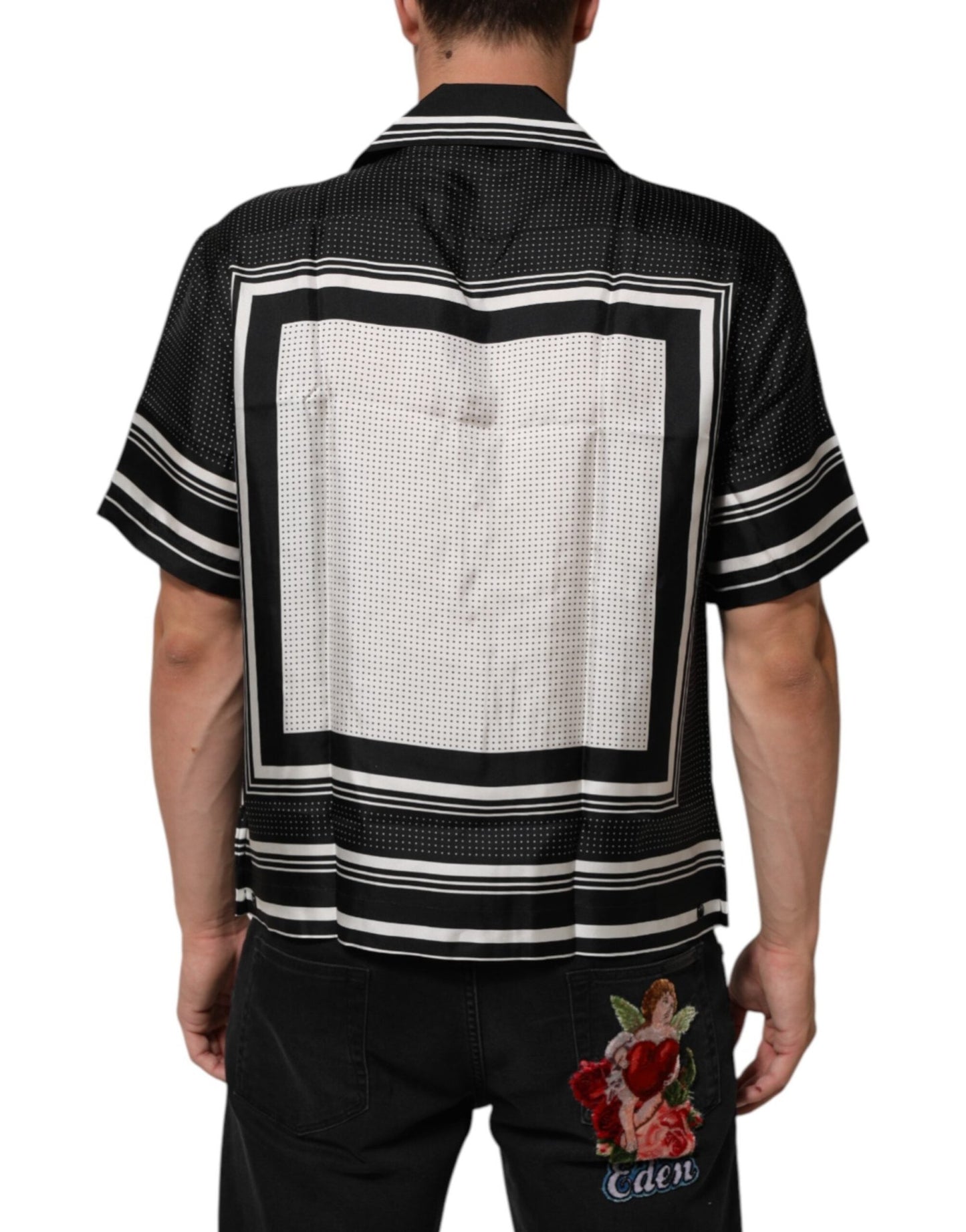 Dolce & Gabbana Black White StripeDot Print Casual Polo Shirt – IT38 | XS par Dolce & Gabbana | Disponible sur Sandy Store ByNet