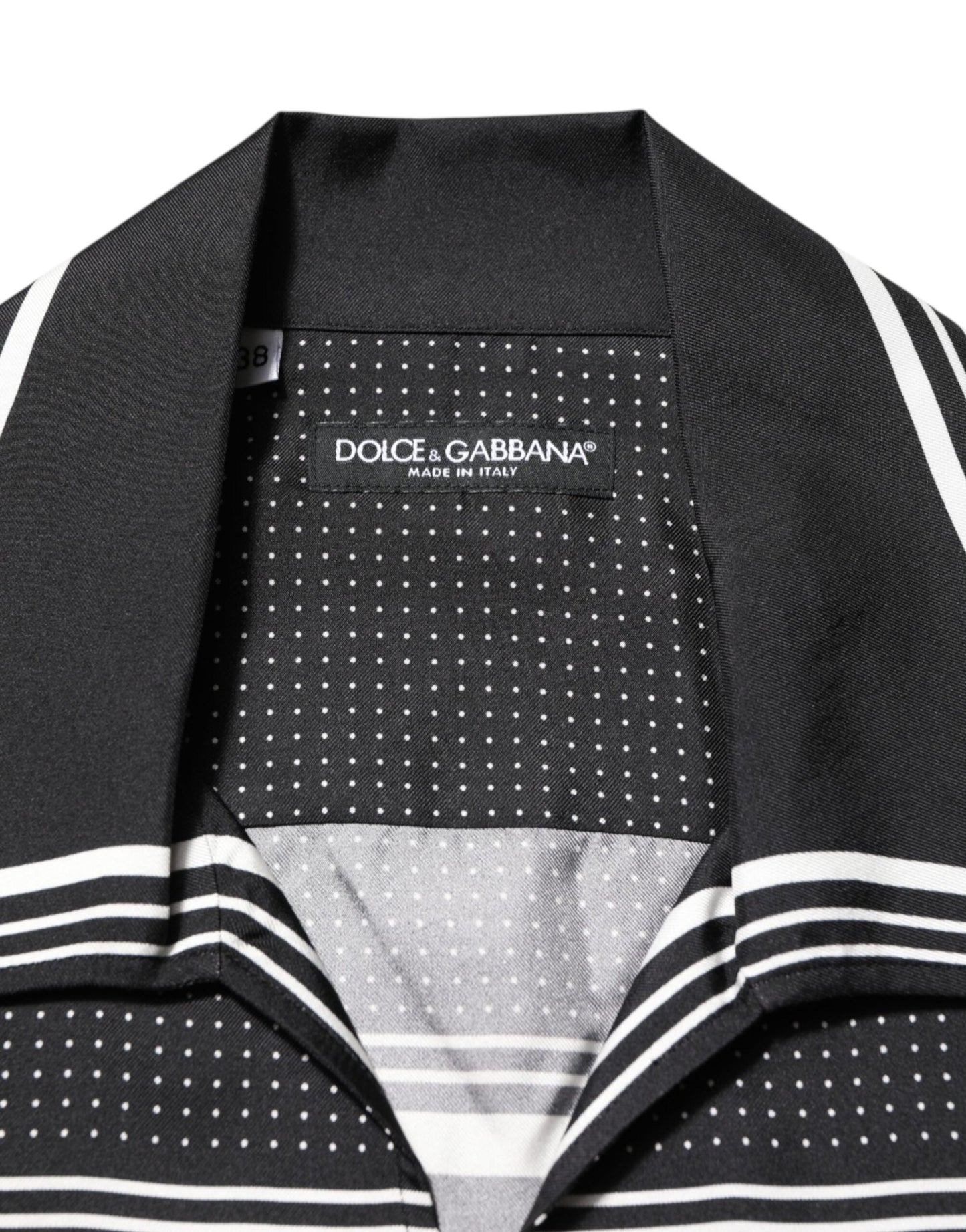 Dolce & Gabbana Black White StripeDot Print Casual Polo Shirt – IT38 | XS par Dolce & Gabbana | Disponible sur Sandy Store ByNet