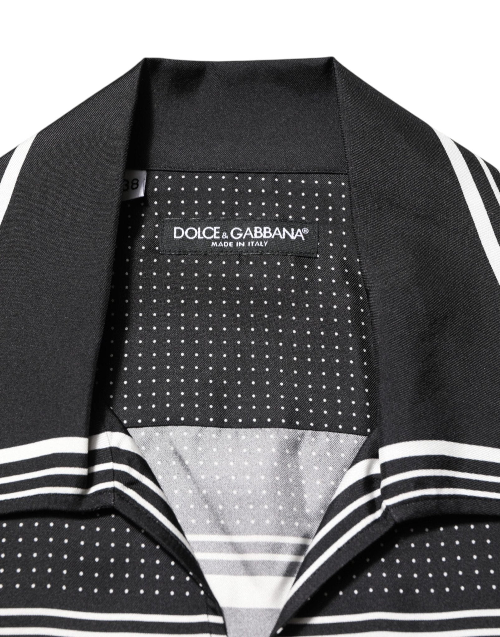 Dolce & Gabbana Black White StripeDot Print Casual Polo Shirt – IT38 | XS par Dolce & Gabbana | Disponible sur Sandy Store ByNet