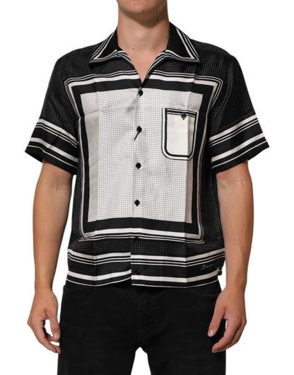 Dolce & Gabbana Black White StripeDot Print Casual Polo Shirt – IT38 | XS par Dolce & Gabbana | Disponible sur Sandy Store ByNet