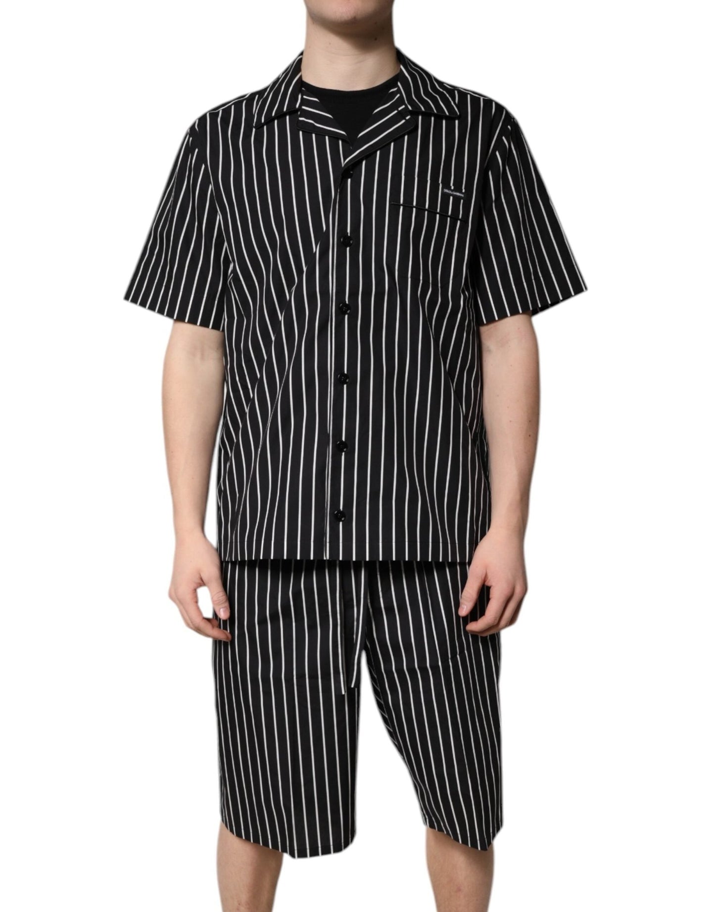 Dolce & Gabbana Black White Stripes Cotton Men Pajama Set Sleepwear – IT38 | XS par Dolce & Gabbana | Disponible sur Sandy Store ByNet