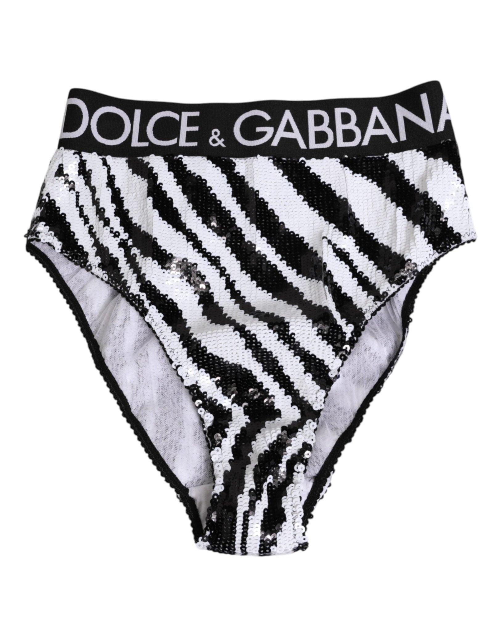 Dolce & Gabbana Black White Stripes High Waist Panty Underwear – IT2 | S par Dolce & Gabbana | Disponible sur Sandy Store ByNet