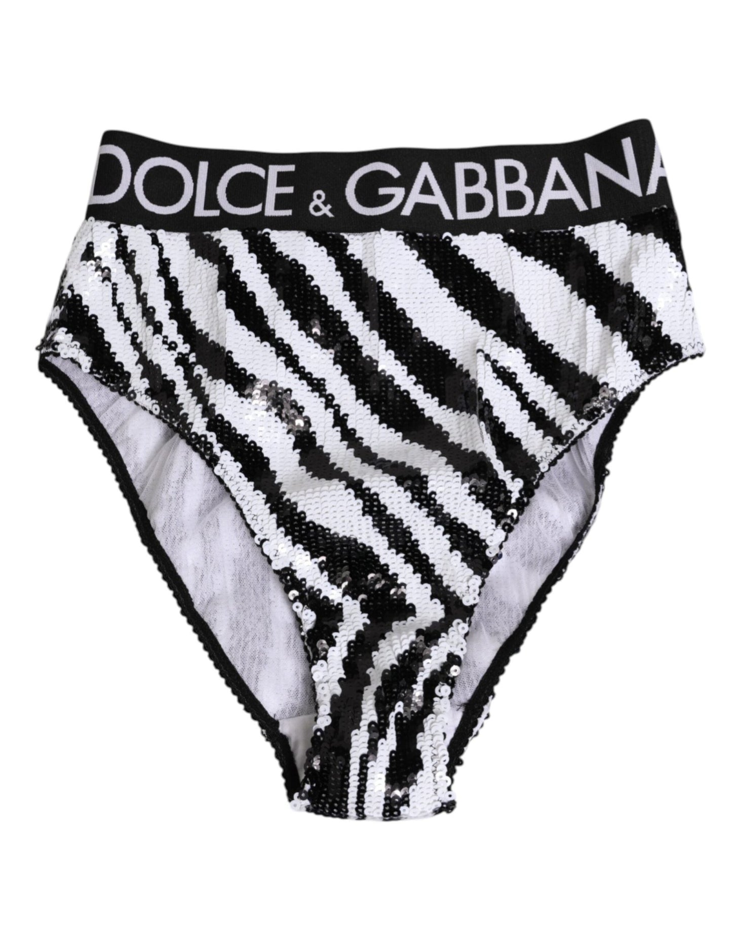 Dolce & Gabbana Black White Stripes High Waist Panty Underwear – IT2 | S par Dolce & Gabbana | Disponible sur Sandy Store ByNet