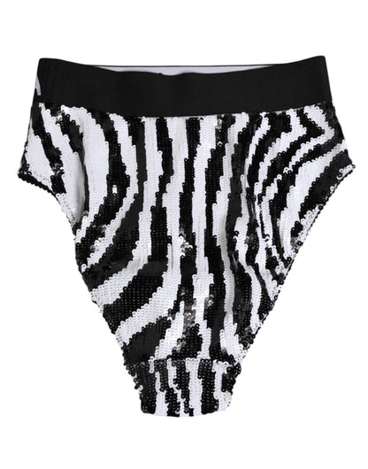 Dolce & Gabbana Black White Stripes High Waist Panty Underwear – IT2 | S par Dolce & Gabbana | Disponible sur Sandy Store ByNet