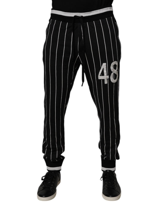 Dolce & Gabbana Black White Stripes Jogger Sweatpants Pants – IT52 | XL par Dolce & Gabbana | Disponible sur Sandy Store ByNet