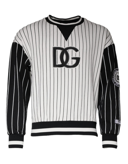 Dolce & Gabbana Black White Stripes Logo Sweatshirt Sweater – IT44 | XS par Dolce & Gabbana | Disponible sur Sandy Store ByNet