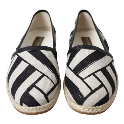 Dolce & Gabbana Black White Stripes Slip On Espadrille Shoes – EU41/US8 par Dolce & Gabbana | Disponible sur Sandy Store ByNet