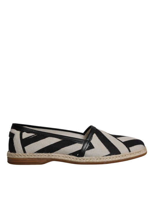 Dolce & Gabbana Black White Stripes Slip On Espadrille Shoes - Sandy Store ByNet
