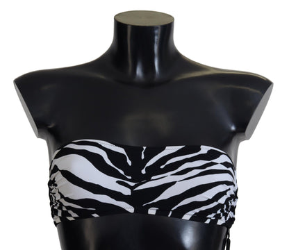 Dolce & Gabbana Black White Zebra Bandeau Swimwear Bikini Top - Sandy Store ByNet