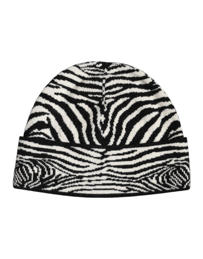Dolce & Gabbana Black White Zebra Knitted Winter Beanie Hat – par Dolce & Gabbana | Disponible sur Sandy Store ByNet