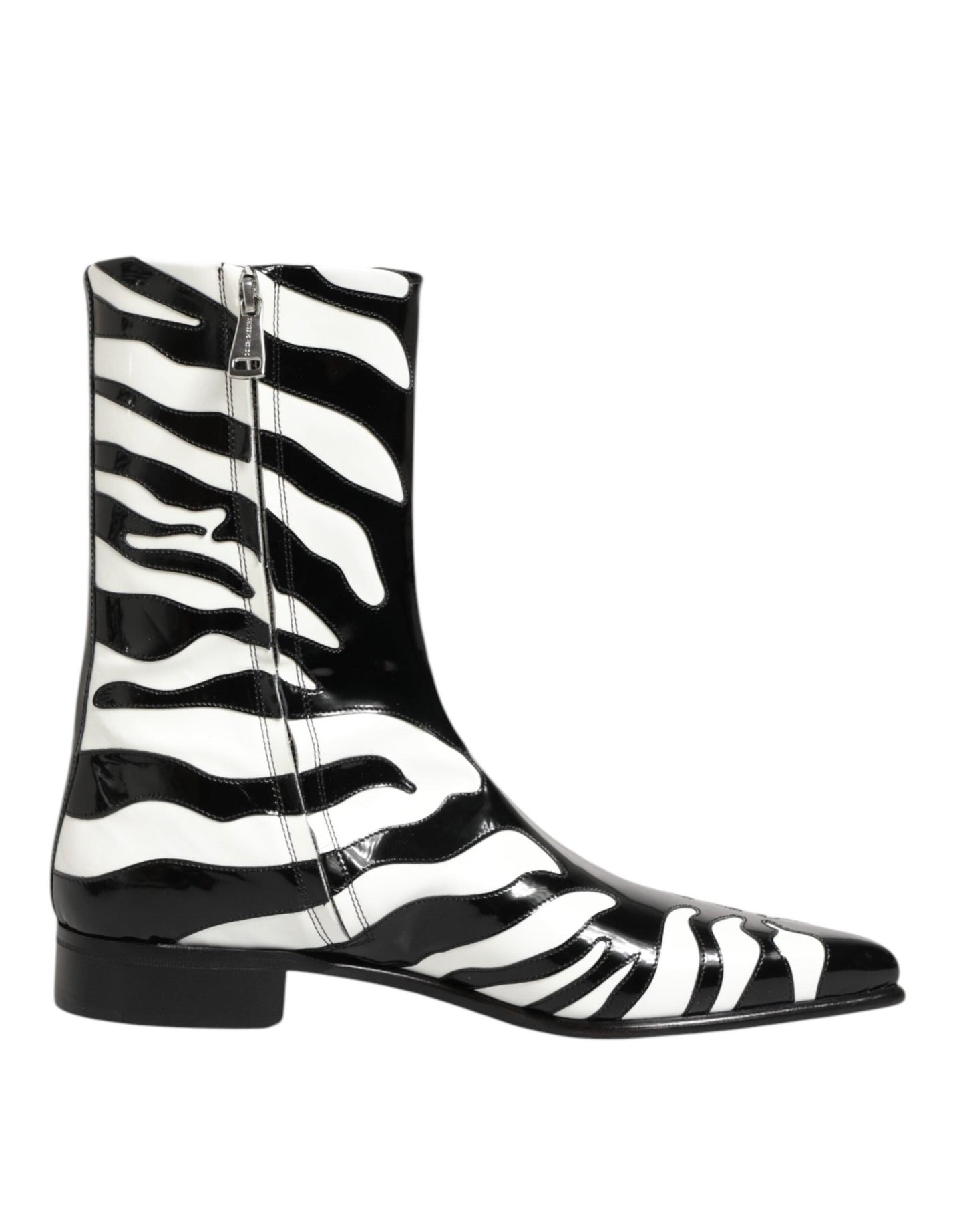 Dolce & Gabbana Black White Zebra Leather Mid Calf Boots Shoes – EU44/US11 par Dolce & Gabbana | Disponible sur Sandy Store ByNet