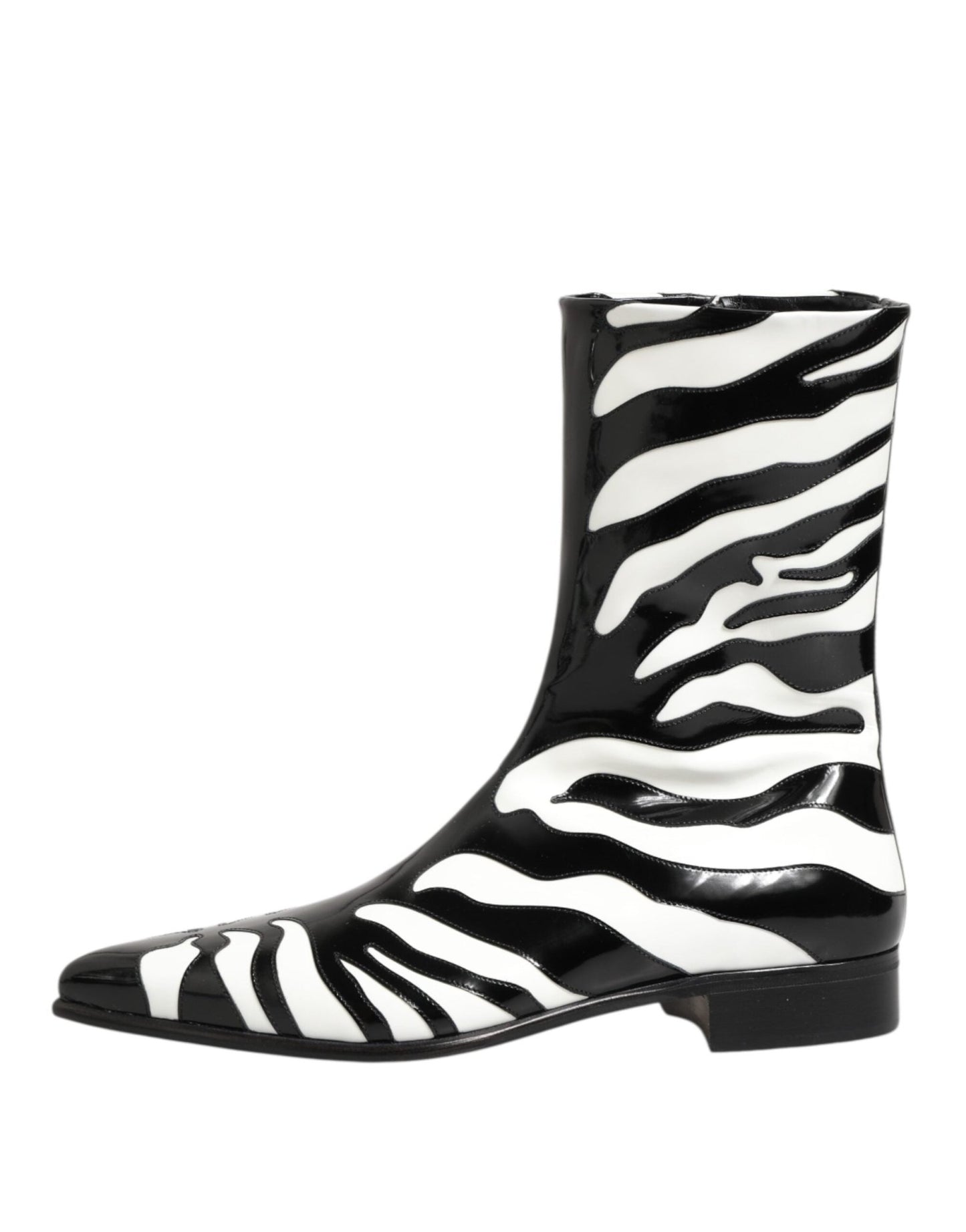 Dolce & Gabbana Black White Zebra Leather Mid Calf Boots Shoes – EU44/US11 par Dolce & Gabbana | Disponible sur Sandy Store ByNet