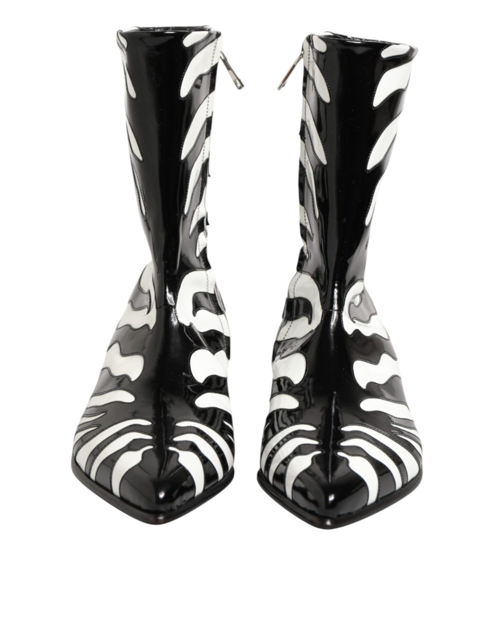 Dolce & Gabbana Black White Zebra Leather Mid Calf Boots Shoes – EU44/US11 par Dolce & Gabbana | Disponible sur Sandy Store ByNet