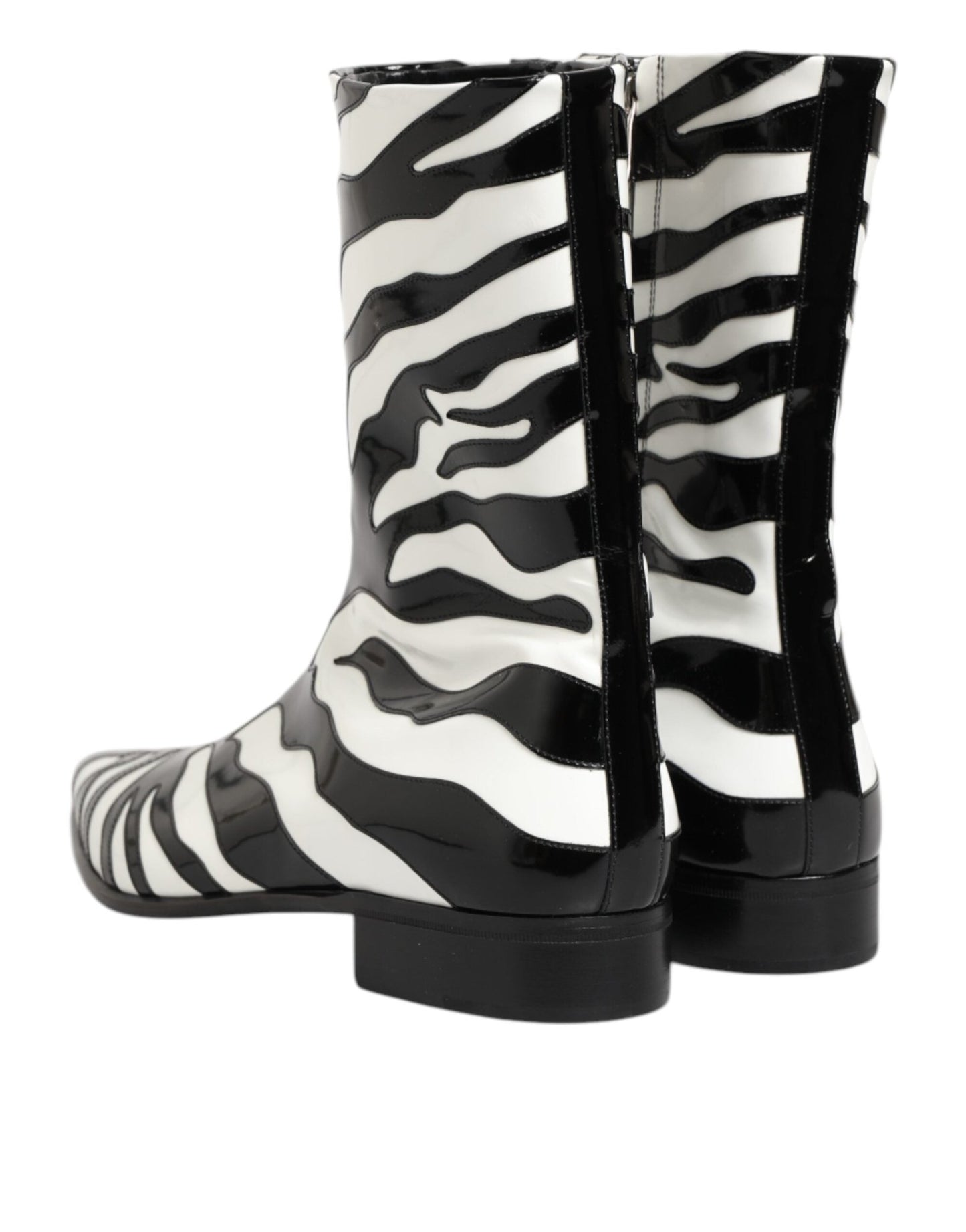 Dolce & Gabbana Black White Zebra Leather Mid Calf Boots Shoes – EU44/US11 par Dolce & Gabbana | Disponible sur Sandy Store ByNet