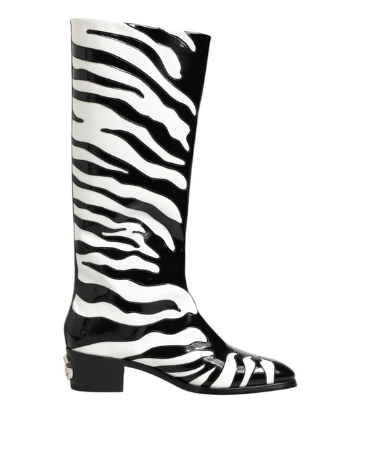Dolce & Gabbana Black White Zebra Over The Calf Boots Shoes – EU44/US11 par Dolce & Gabbana | Disponible sur Sandy Store ByNet
