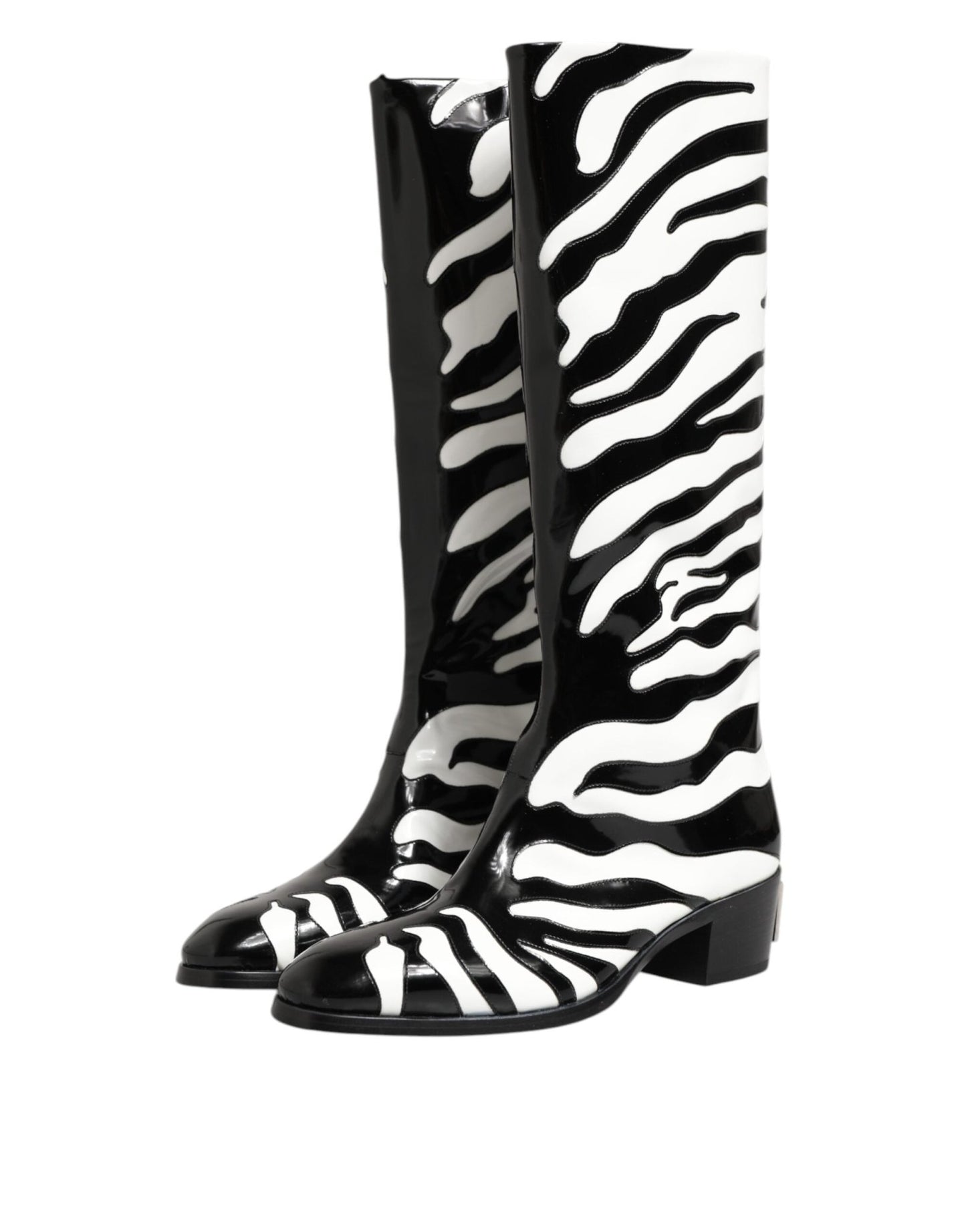 Dolce & Gabbana Black White Zebra Over The Calf Boots Shoes – EU44/US11 par Dolce & Gabbana | Disponible sur Sandy Store ByNet