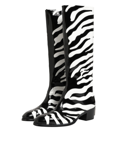 Dolce & Gabbana Black White Zebra Over The Calf Boots Shoes – EU44/US11 par Dolce & Gabbana | Disponible sur Sandy Store ByNet