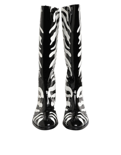 Dolce & Gabbana Black White Zebra Over The Calf Boots Shoes – EU44/US11 par Dolce & Gabbana | Disponible sur Sandy Store ByNet