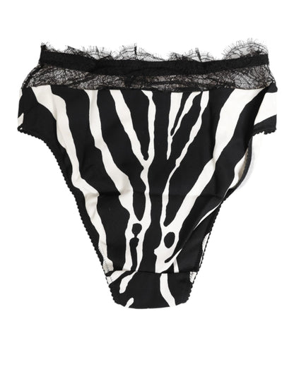 Dolce & Gabbana Black White Zebra Print Lace Trim High Underwear – IT2 | S par Dolce & Gabbana | Disponible sur Sandy Store ByNet