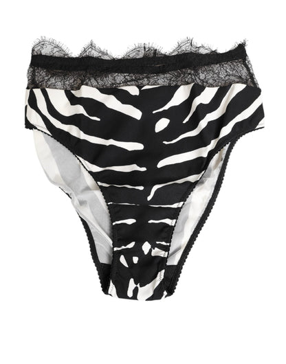 Dolce & Gabbana Black White Zebra Print Lace Trim High Underwear – IT2 | S par Dolce & Gabbana | Disponible sur Sandy Store ByNet