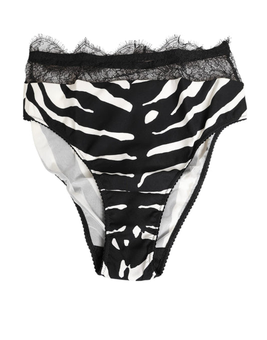 Dolce & Gabbana Black White Zebra Print Lace Trim High Underwear – IT2 | S par Dolce & Gabbana | Disponible sur Sandy Store ByNet