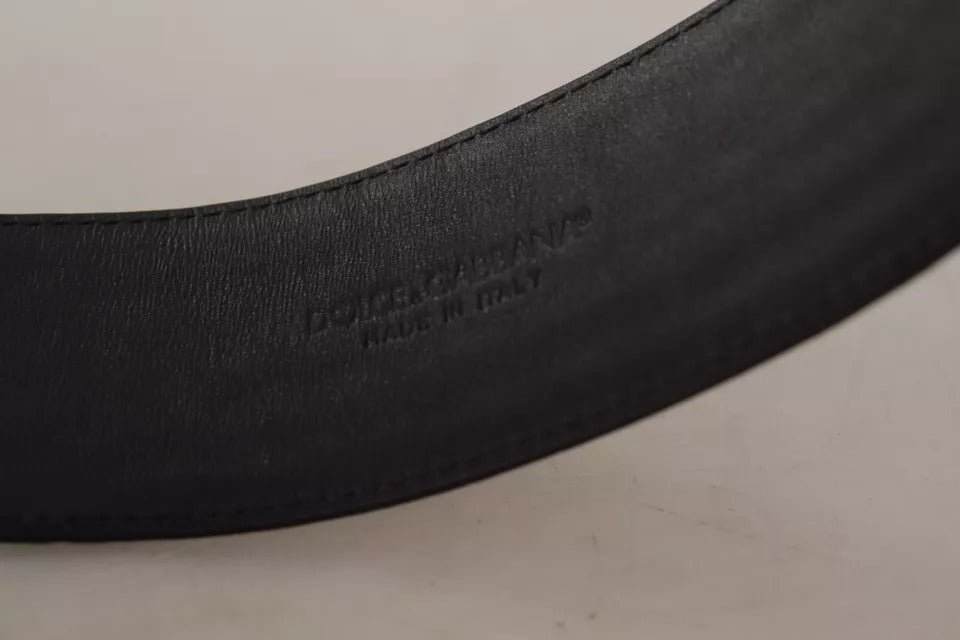 Dolce & Gabbana Black Wide Embossed Leather Gold Metal Buckle Belt - Sandy Store ByNet
