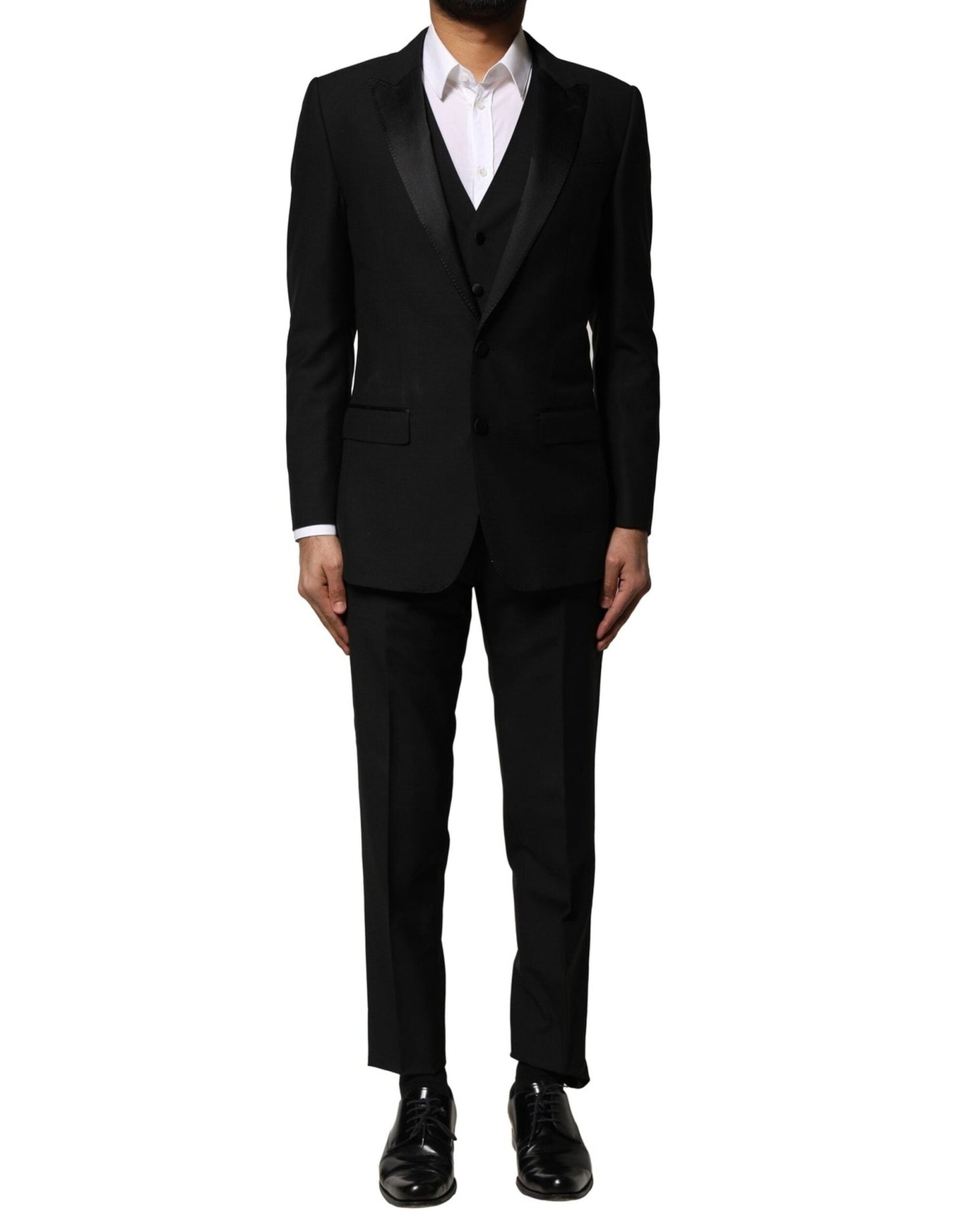 Dolce & Gabbana Black Wool 3 Piece Single Breasted Suit – IT46 | S par Dolce & Gabbana | Disponible sur Sandy Store ByNet
