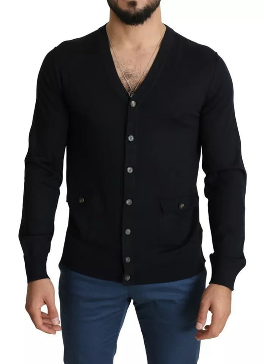 Dolce & Gabbana Black Wool Button Down Men Cardigan Sweater - Sandy Store ByNet