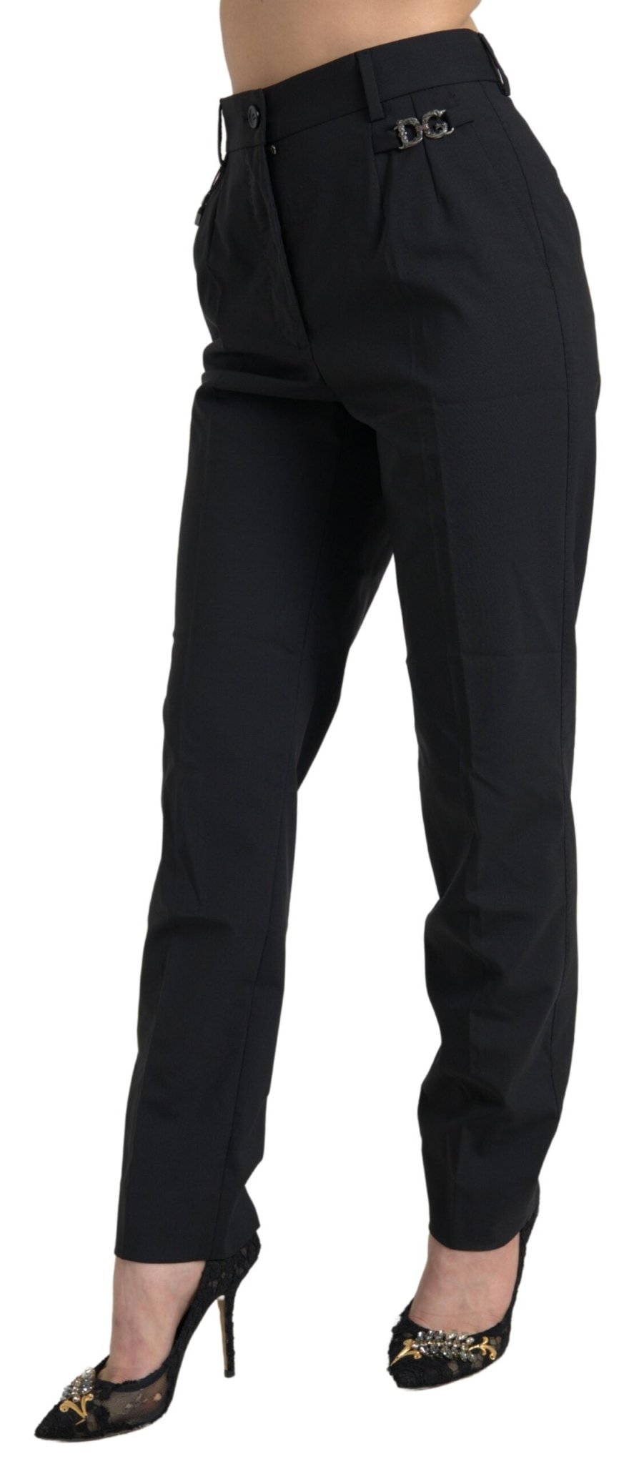Dolce & Gabbana Black Wool High Waist Tapered Pants – IT38 | XS par Dolce & Gabbana | Disponible sur Sandy Store ByNet