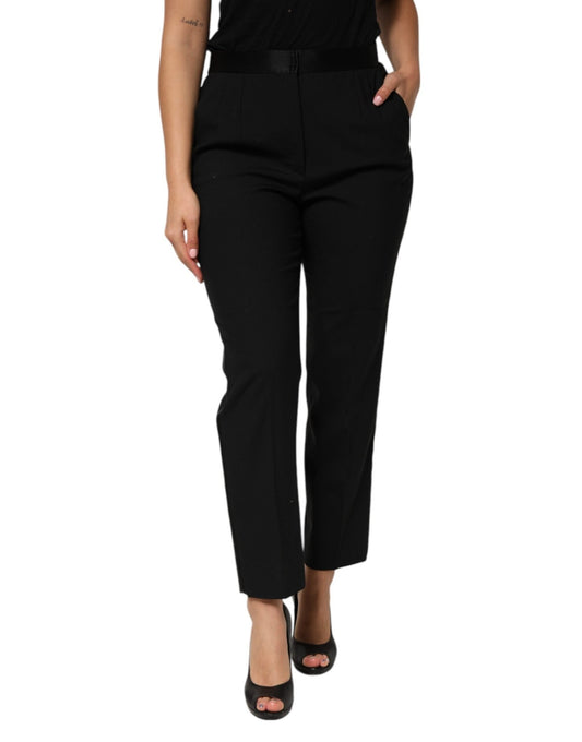 Dolce & Gabbana Black Wool HighWaist Tapered Trouser Pants – IT48|XXL par Dolce & Gabbana | Disponible sur Sandy Store ByNet