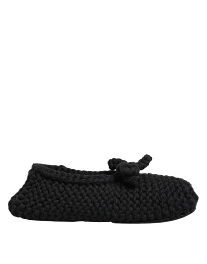 Dolce & Gabbana Black Wool Knit Slip On Ballerina Flats Shoes – EU38/US7.5 par Dolce & Gabbana | Disponible sur Sandy Store ByNet