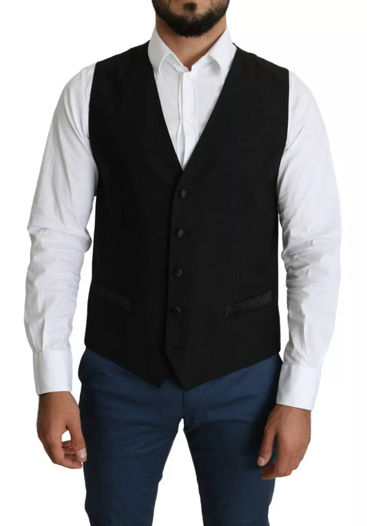 Dolce & Gabbana Black Wool Men Formal Waistcoat Vest – IT52 | L par Dolce & Gabbana | Disponible sur Sandy Store ByNet