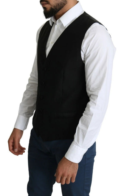 Dolce & Gabbana Black Wool Men Formal Waistcoat Vest – IT52 | L par Dolce & Gabbana | Disponible sur Sandy Store ByNet