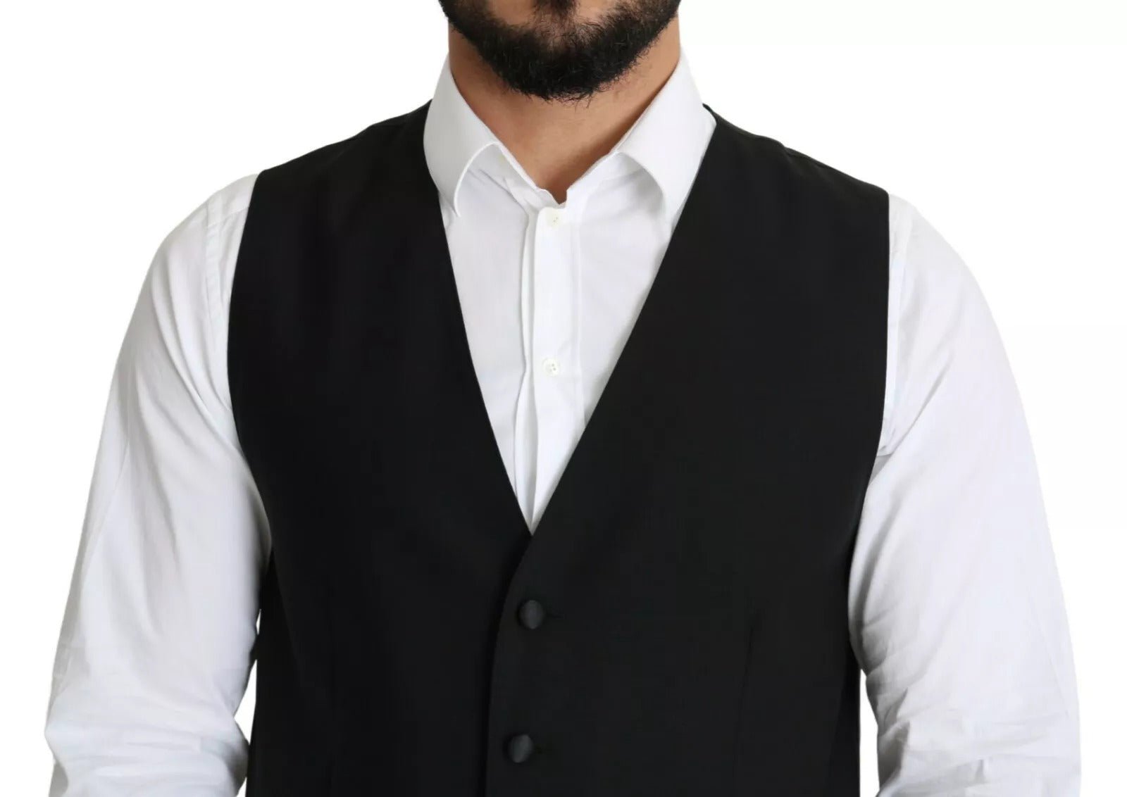 Dolce & Gabbana Black Wool Men Formal Waistcoat Vest – IT52 | L par Dolce & Gabbana | Disponible sur Sandy Store ByNet