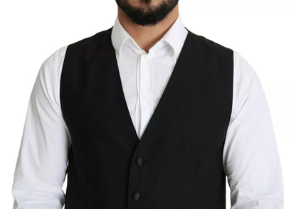 Dolce & Gabbana Black Wool Men Formal Waistcoat Vest – IT52 | L par Dolce & Gabbana | Disponible sur Sandy Store ByNet