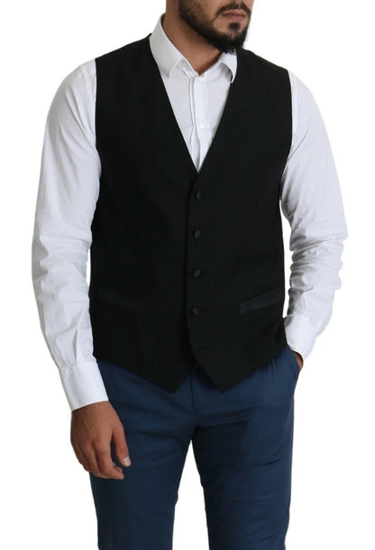 Dolce & Gabbana Black Wool Men Formal Waistcoat Vest – IT52 | L par Dolce & Gabbana | Disponible sur Sandy Store ByNet