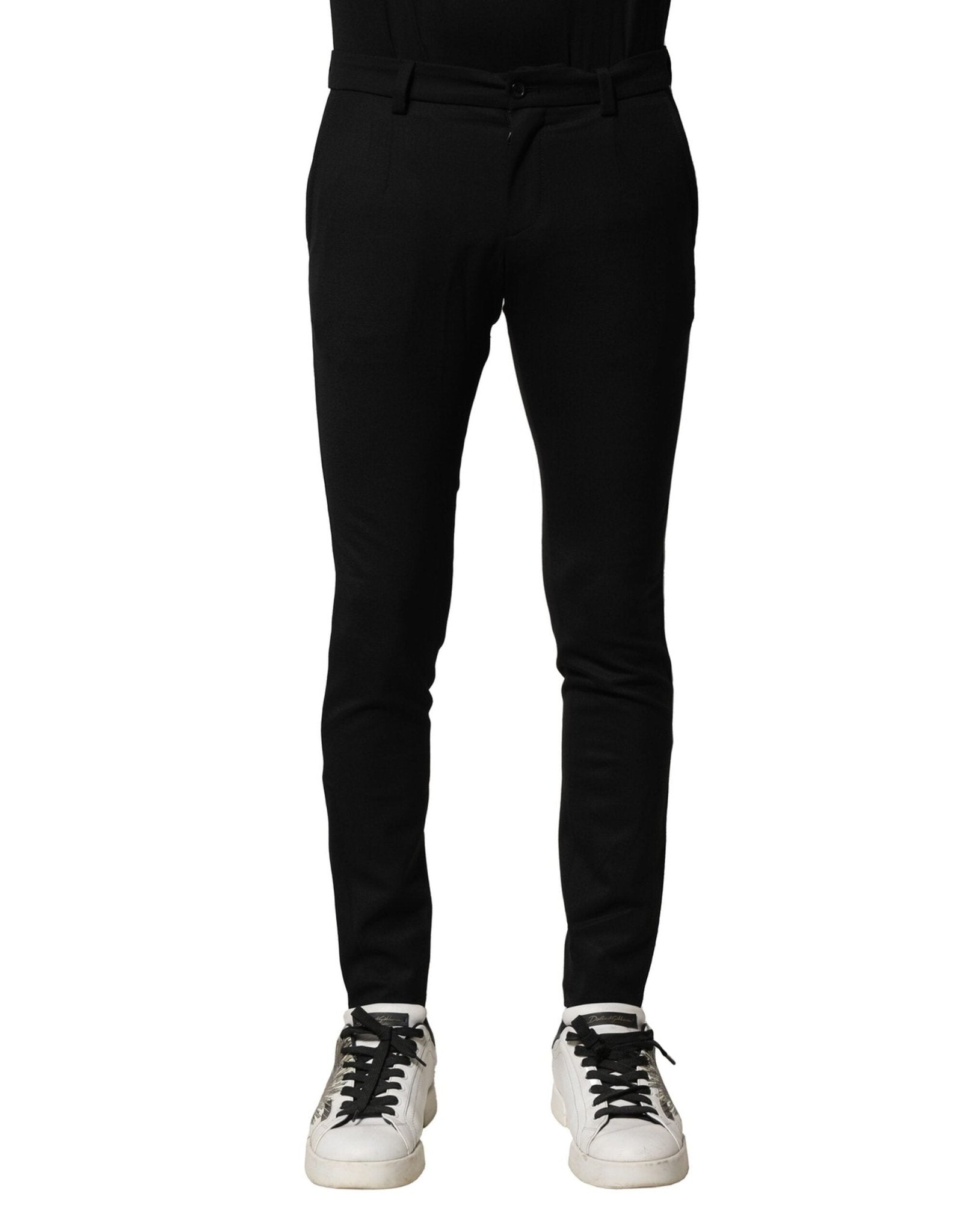 Dolce & Gabbana Black Wool Men Skinny Mid Waist Pants – IT46 | S par Dolce & Gabbana | Disponible sur Sandy Store ByNet
