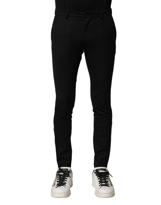Dolce & Gabbana Black Wool Men Skinny Mid Waist Pants – IT46 | S par Dolce & Gabbana | Disponible sur Sandy Store ByNet