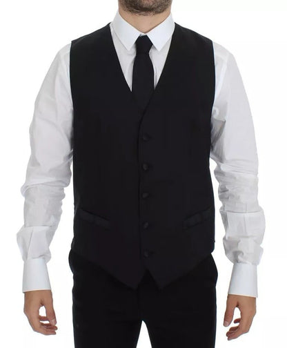 Dolce & Gabbana Black Wool Silk Dress Gilet Jacket Vest – IT44 | XS par Dolce & Gabbana | Disponible sur Sandy Store ByNet