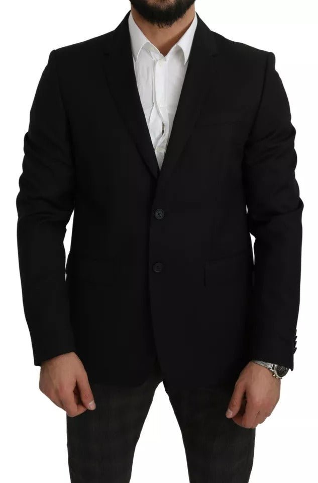 Dolce & Gabbana Black Wool Slim Fit Notch Jacket Blazer - Sandy Store ByNet