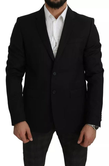 Dolce & Gabbana Black Wool Slim Fit Notch Jacket Blazer - Sandy Store ByNet
