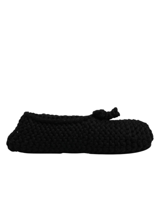 Dolce & Gabbana Black Wool Slip On Flats Ballerina Shoes – EU37/US6.5 par Dolce & Gabbana | Disponible sur Sandy Store ByNet