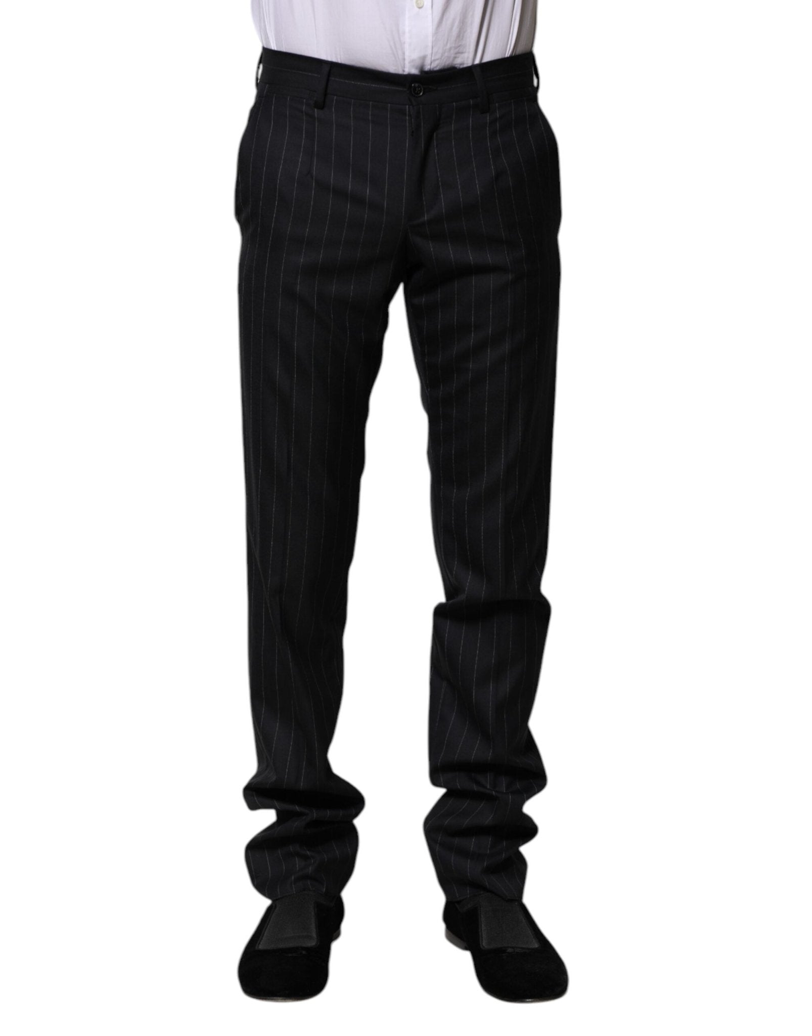 Dolce & Gabbana Black Wool Striped Formal Pants – IT44 | XS par Dolce & Gabbana | Disponible sur Sandy Store ByNet